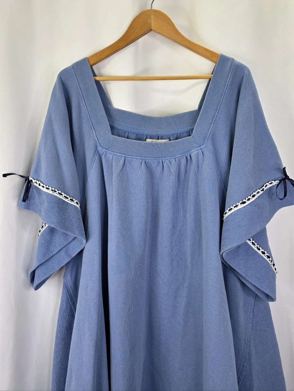 New Free People Astoria Sweatshirt Tunic Dress Oversized Ribbon Lace Cotton M - Picture 3 of 16